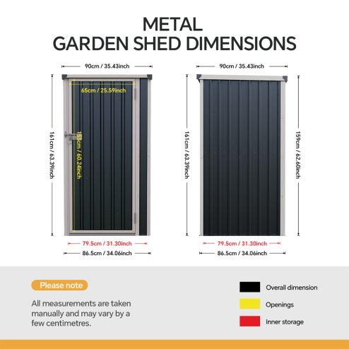 2.95 x 2.95FT Metal Pent Roof Garden Tool Storage Shed