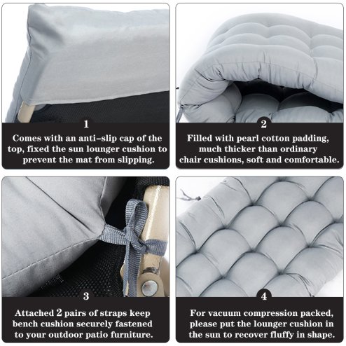 Living and Home Non-slip Sun Lounger Cushion for Garden Patio