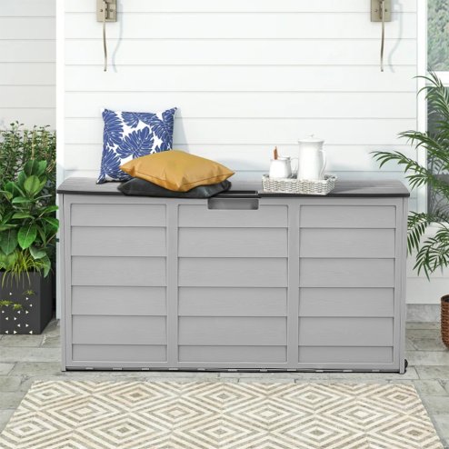 Living and Home 290L Waterproof Lockable Outdoor Storage Deck Box with Wheels