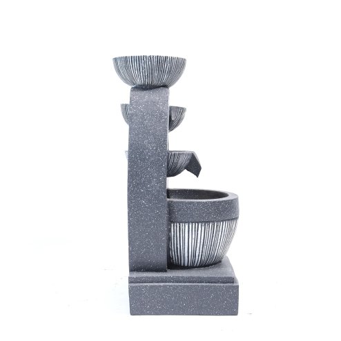 Living and Home 4 Bowls Solar Light Fountain Water Feature with LED Flowing Water Effect Outdoor