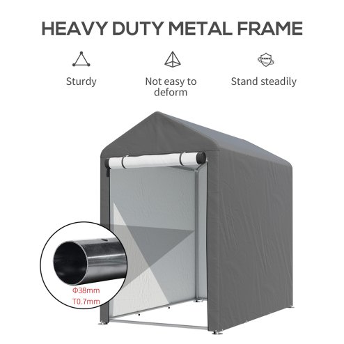 Dark Grey Galvanized Tube Storage Shed