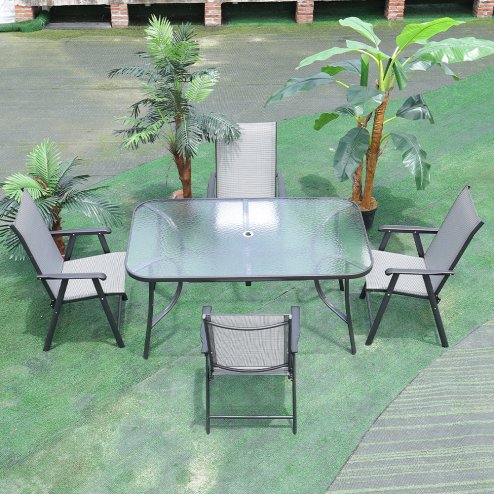Tempered Glass Outdoor Coffee Table with Parasol Hole