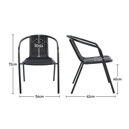 5-Piece Outdoor Tempered Glass Garden Table with Four Rattan Chairs