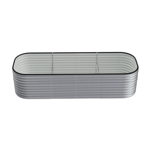 Living and Home 240cm W x 80cm D x 56cm H Oval-Shaped Galvanized Steel Raised Garden Bed, Galvanized Silver