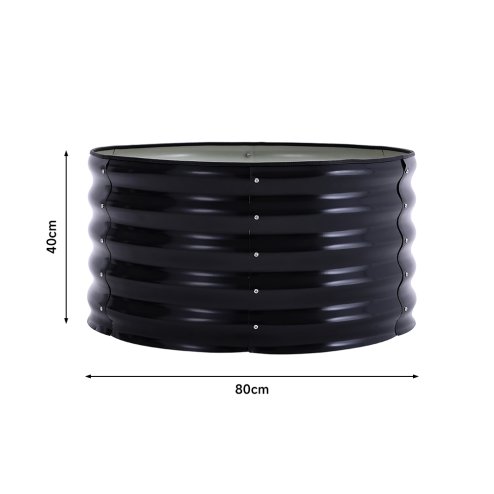 Living and Home Round Galvanized Steel Raised Garden Bed 80cm Dia x 40cm H, Anthracite