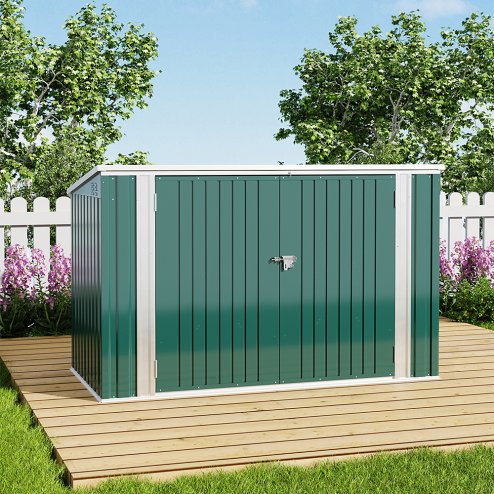 Living and Home 7 x 3 ft Garden Heavy Duty Steel Bicycle Storage Shed Outdoor Bike Store, Dark Green