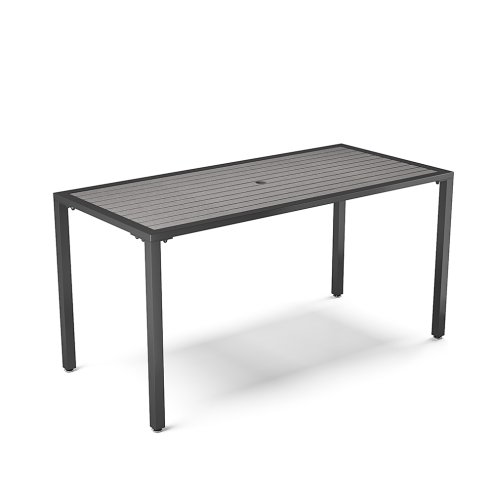 150cm Rectangular Outdoor Dining Table with Parasol Hole Grey