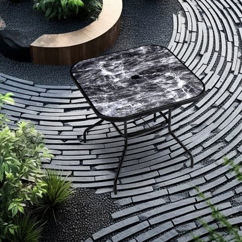 Garden Tempered Glass Marble Coffee Table Multi Size