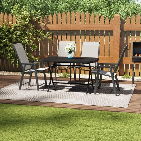 120x80cm Outdoor Folding Table with Umbrella Hole