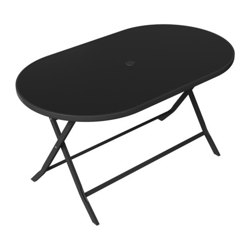 140x80cm Outdoor Folding Table with Umbrella Hole