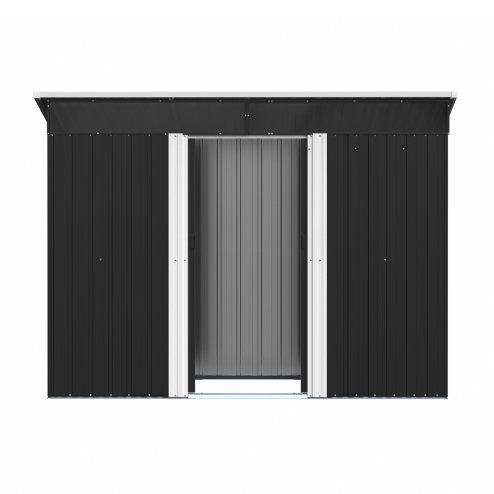 Living and Home 8 x 4 ft Garden Metal Storage Shed with Lockable Sliding Doors, Charcoal Black