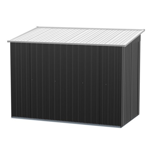 Living and Home 8 x 4 ft Garden Metal Storage Shed with Lockable Sliding Doors, Charcoal Black