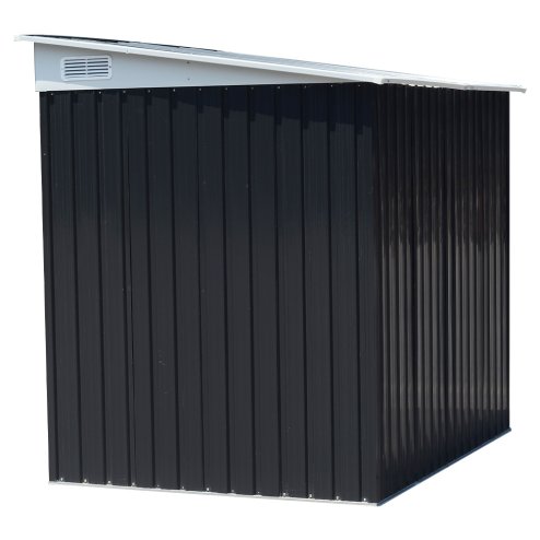 Living and Home 5 x 7FT Sliding Door Pent Roof Garden Tool Shed Outdoor Patio Storage House, Charcoal Black