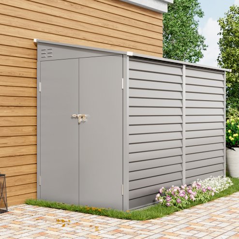 Living and Home 4.7x8.8FT Outdoor Metal Garden Storage Shed, White