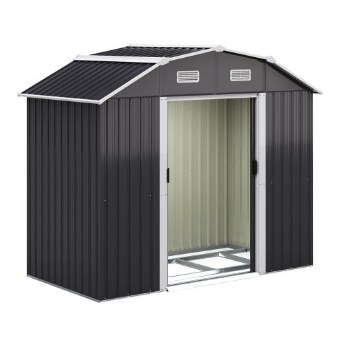 Living and Home Large Galvanized Steel Acrylic Storage Shed, Charcoal Black