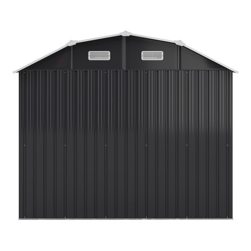 Living and Home Large Galvanized Steel Acrylic Storage Shed, Charcoal Black