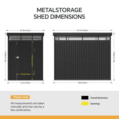 Living and Home 5.3 x 8.5FT Outdoor Metal Garden Storage Shed, Anthracite