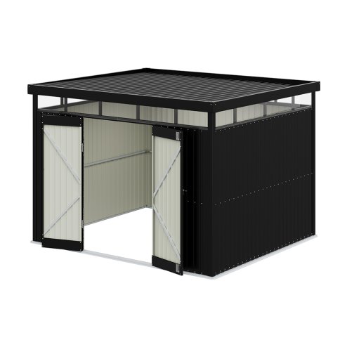 Living and Home 2.6x3x2m Charcoal Black Galvanized Steel Storage Shed with Lockable Doors