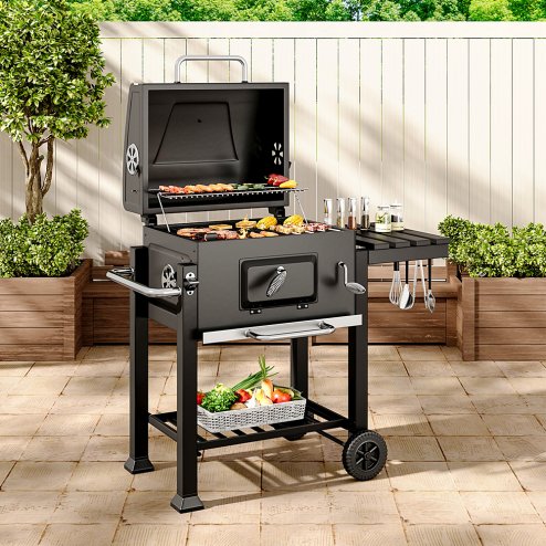 Living and Home Outdoor Portable Charcoal BBQ Grill Barbecue Trolley