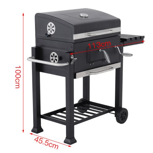 Living and Home Outdoor Portable Charcoal BBQ Grill Barbecue Trolley