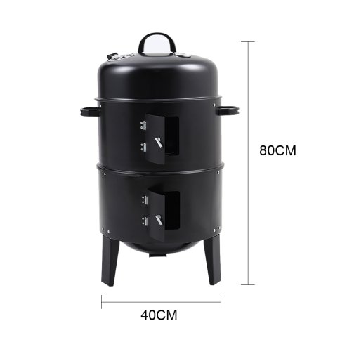Living and Home 3-In-1 Portable Outdoor Charcoal BBQ Grill Smoker
