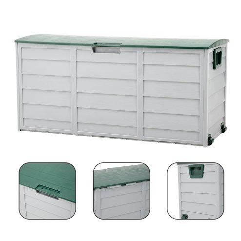 Living and Home 290L Plastic Outdoor Garden Storage Deck Box with Wheels