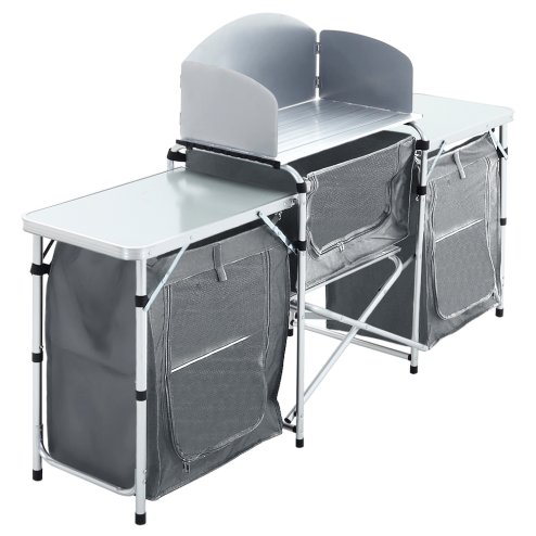 Living and Home Portable Outdoor Camping Kitchen Unit with Storage Shelves