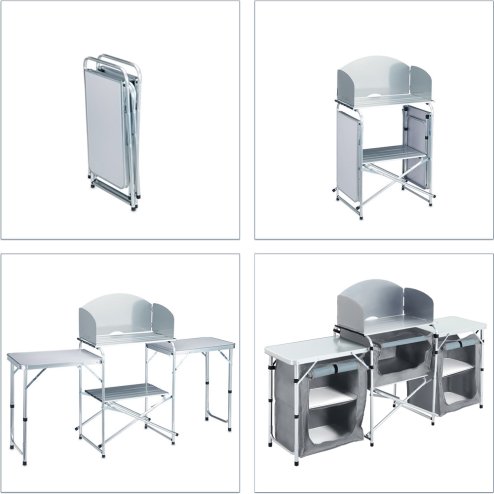 Living and Home Portable Outdoor Camping Kitchen Unit with Storage Shelves