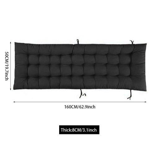 Living and Home Non-slip Sun Lounger Cushion for Garden Patio Black, 160cm(W) x 50cm(D)