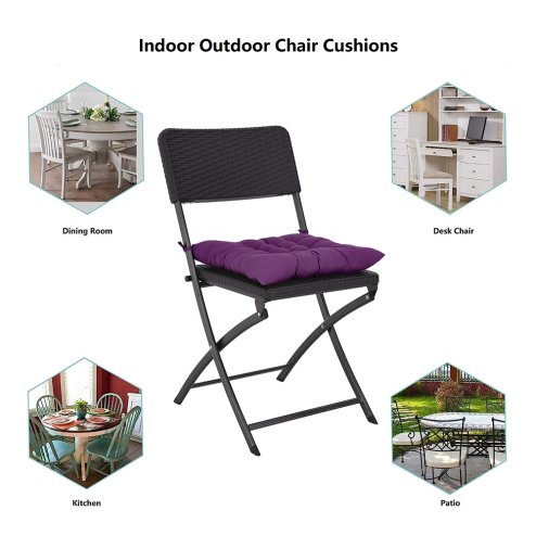 Living and Home 4Pcs Soft Thicken Tatami Seat Cushions Dark Purple, 40cm W x 40cm D x 5cm H