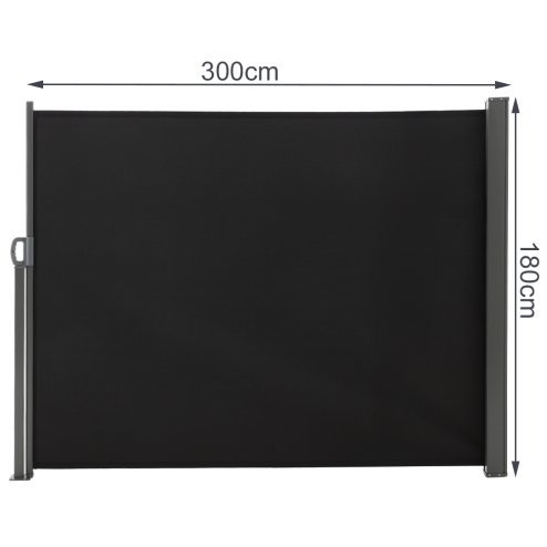 Living and Home 300cm L x 180cm W Outdoor Retractable Privacy Side Awning, Grey