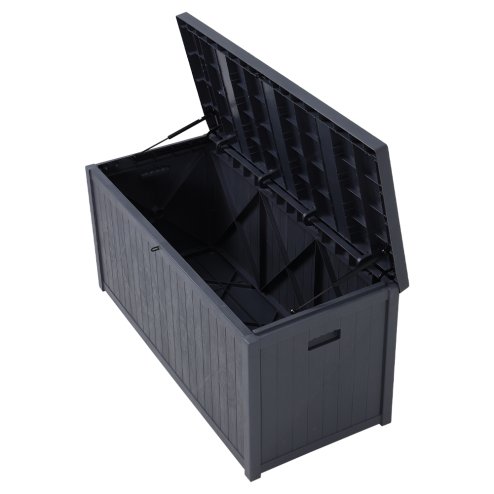 Living and Home 430L Grey Waterproof Garden Storage Box with Dual Handles and Lockable Lid - Large Plastic Tool & Equipment Storage