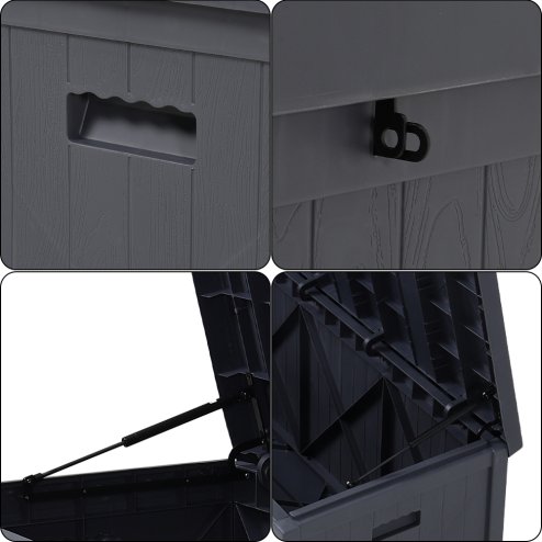 Living and Home 430L Grey Waterproof Garden Storage Box with Dual Handles and Lockable Lid - Large Plastic Tool & Equipment Storage