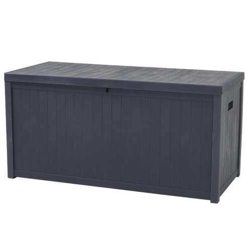 Living and Home 430L Grey Waterproof Garden Storage Box with Dual Handles and Lockable Lid - Large Plastic Tool & Equipment Storage