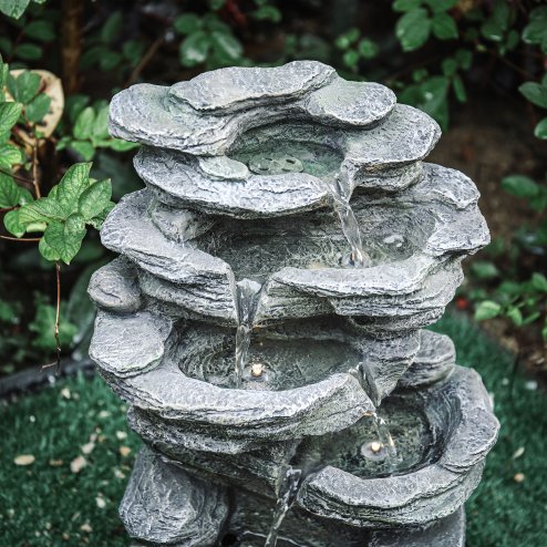 Living and Home Garden Water Feature Outdoor LED Waterfall Electric Fountain Rockery Decor