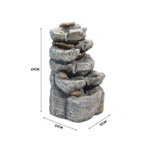 Living and Home Water Feature Outdoor LED Waterfall Electric Fountain Rockery Garden Decor