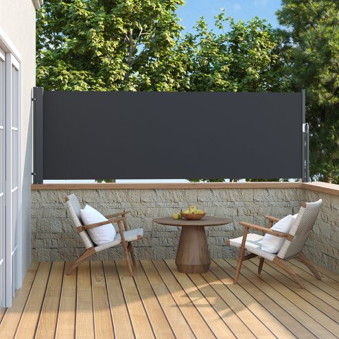 Living and Home 300cm Outdoor Patio Retractable Side Awning Balcony Sunshade Blind, Dark Grey