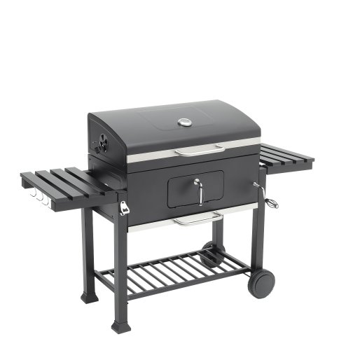 Living and Home Portable Outdoor Charcoal BBQ Grill with Side Shelves