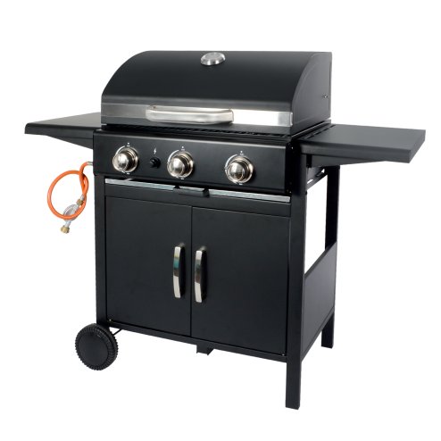 Living and Home 3-Burner Outdoor BBQ Propane Gas Grill with Wheels