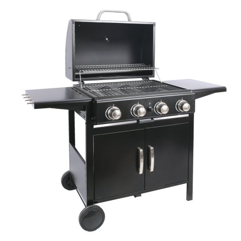 Living and Home 4-Burner Outdoor BBQ Propane Gas Grill with Wheels