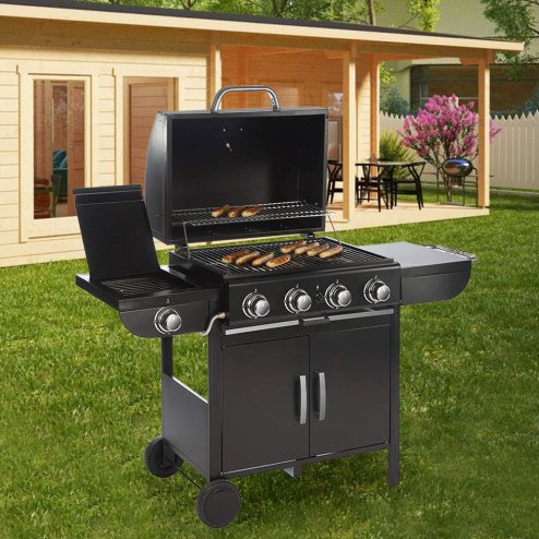 Living and Home 5-Burner Outdoor Gas Burner with Side Burner Gas Gill