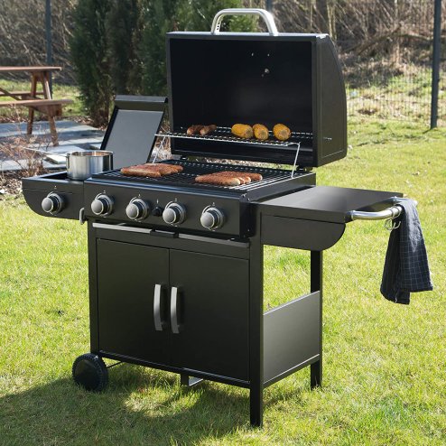 Living and Home 5-Burner Outdoor Gas Burner with Side Burner Gas Gill