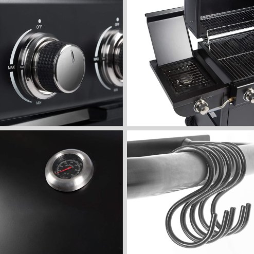 Living and Home 5-Burner Outdoor Gas Burner with Side Burner Gas Gill