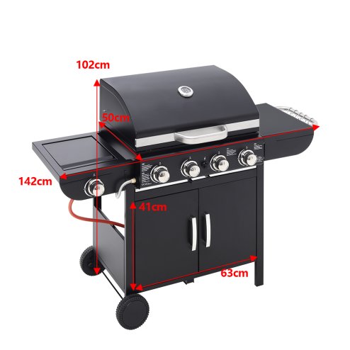 Living and Home 5-Burner Outdoor Gas Burner with Side Burner Gas Gill