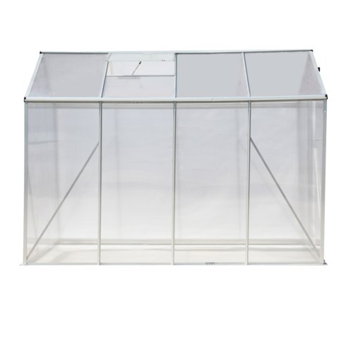 Living and Home 8ft × 6ft Aluminium Hobby Greenhouse with Window Opening and Sliding Door