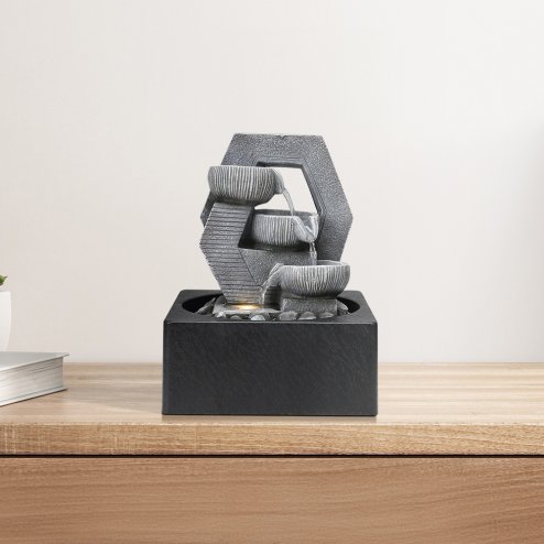 Living and Home Cascade Tabletop Fountain Water Feature with LED Light
