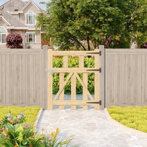 Living and Home 2.5x3ft Outdoor Wooden Garden Gate Fence Door