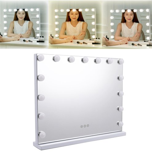 Living and Home Rectangle Tabletop Hollywood Vanity Mirror with Lights