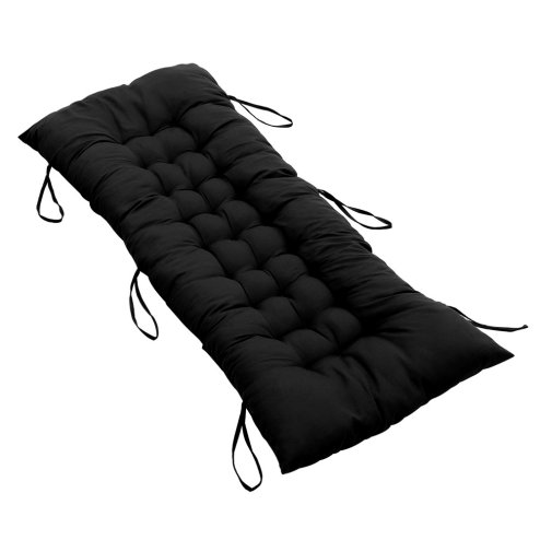 Living and Home Black Non-slip Sun Lounger Cushion for Garden Patio, 125cm(W) x 48cm(D)