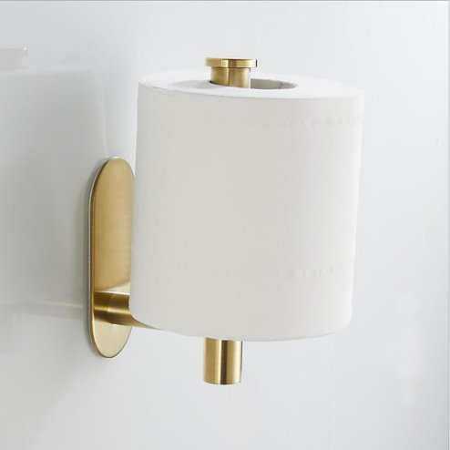 Living and Home Gold Modern Wall Mounted Stainless Steel Toilet Paper Roll Holder for Bathroom, 4.5cm W x 8cm D x 16cm H